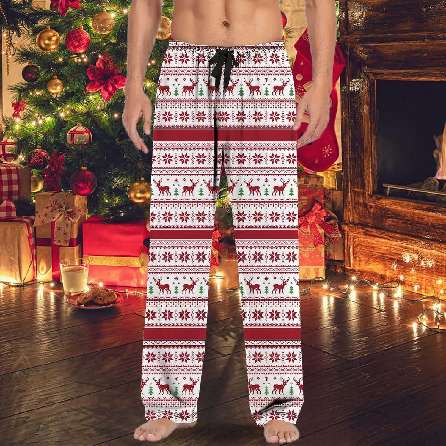 LCMTWX Pajama Pants Casual Pants Pajama Pants with Drawstring and Pockets Pj Pants Men's Pajama Bottoms Christmas Pajamas
