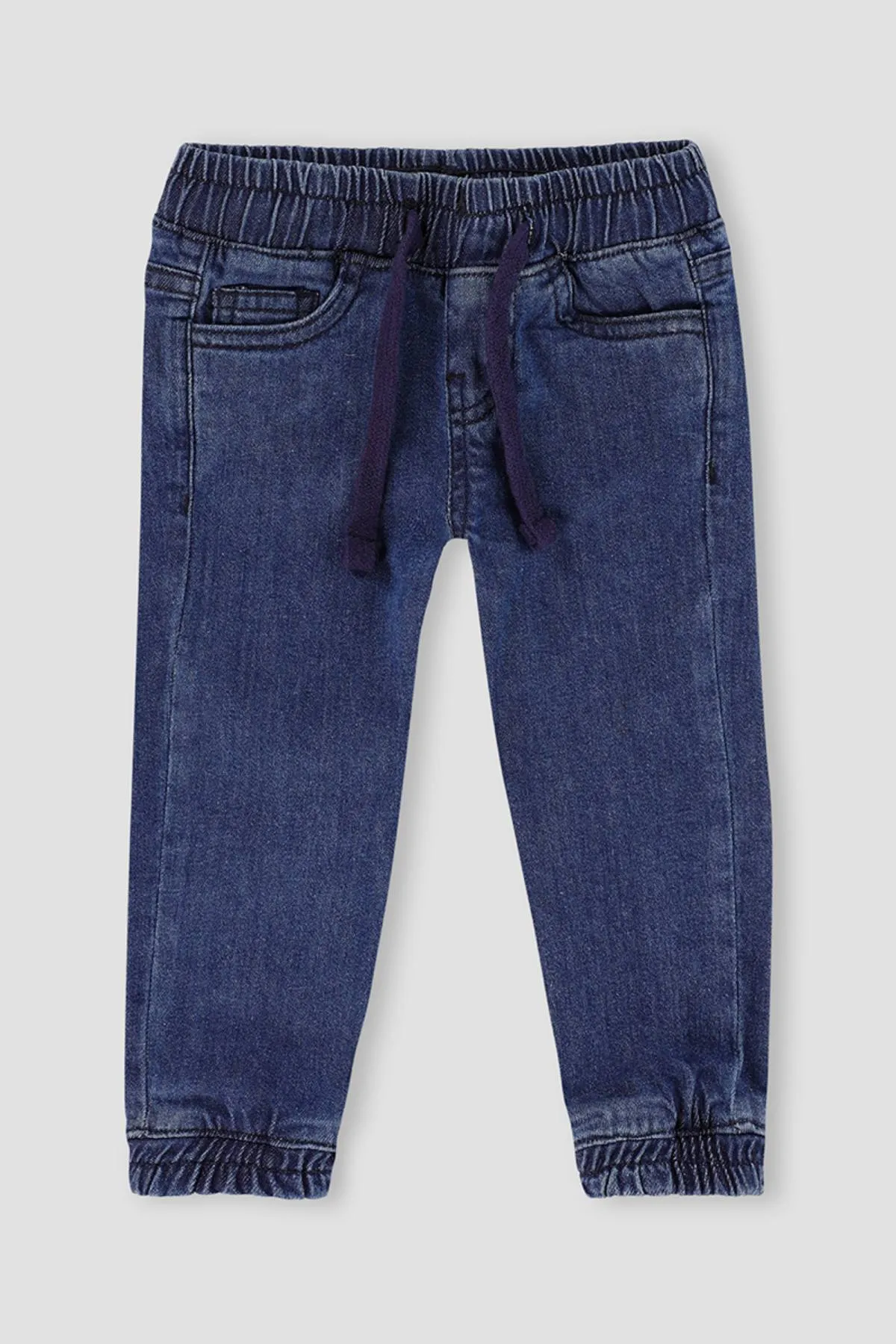 Leo Medium Wash Denim Jogger Pant For Baby Boy - Mid Blue