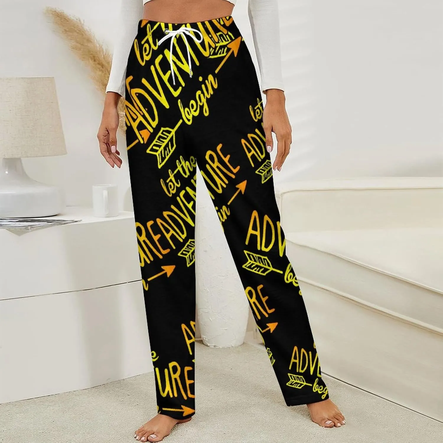 Let The Adventure Begin Women's Flannel Pajama Pants Fleece Lounge Sleep Bottoms PJ