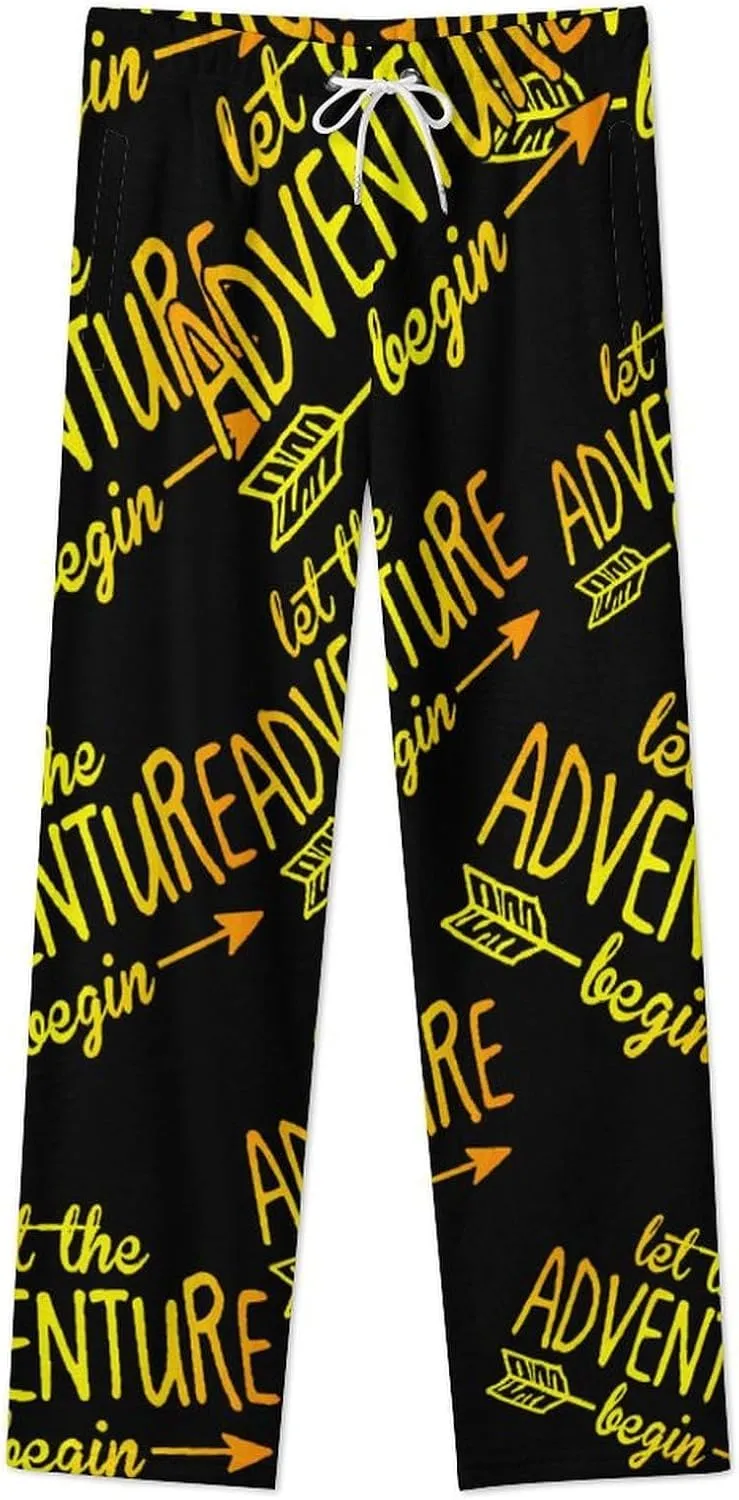 Let The Adventure Begin Women's Flannel Pajama Pants Fleece Lounge Sleep Bottoms PJ