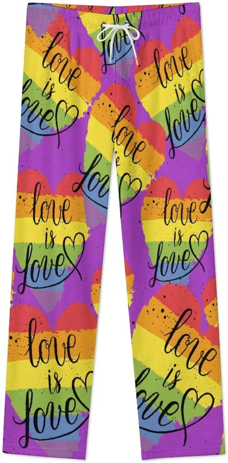 LGBT Gay Lesbian Parade Love Valentines Women's Flannel Pajama Pants Fleece Lounge Sleep Bottoms PJ
