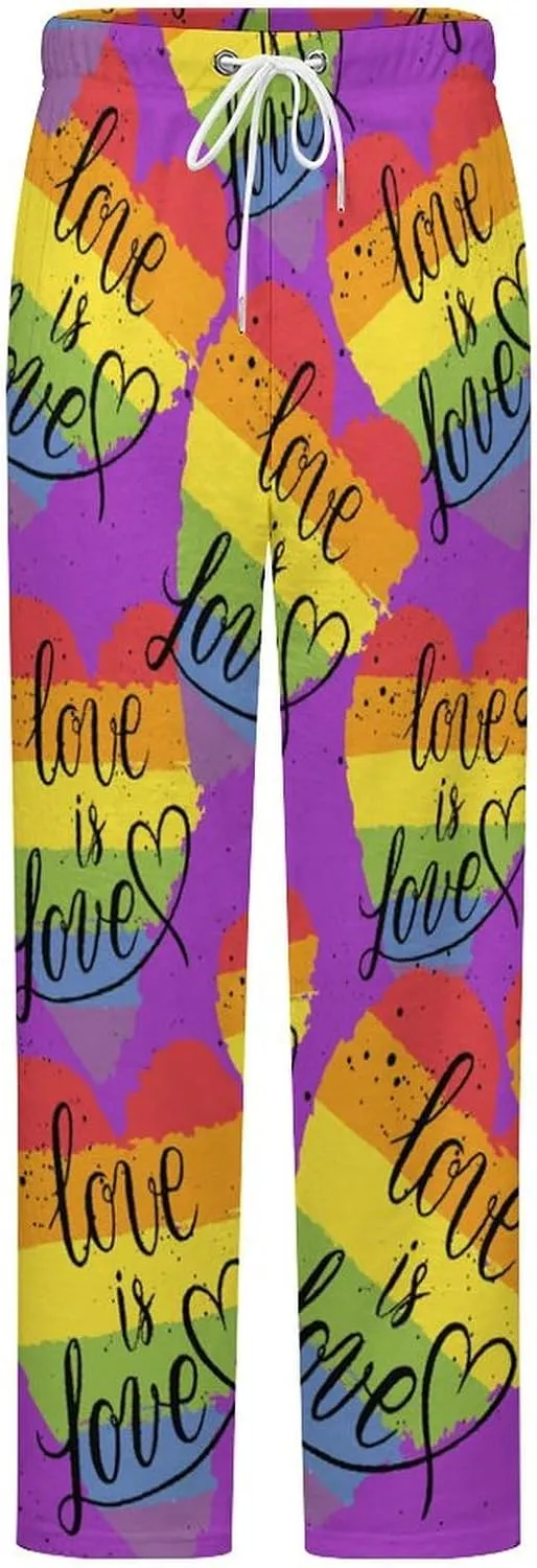 LGBT Gay Lesbian Parade Love Valentines Women's Flannel Pajama Pants Fleece Lounge Sleep Bottoms PJ