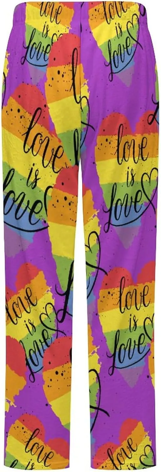 LGBT Gay Lesbian Parade Love Valentines Women's Flannel Pajama Pants Fleece Lounge Sleep Bottoms PJ