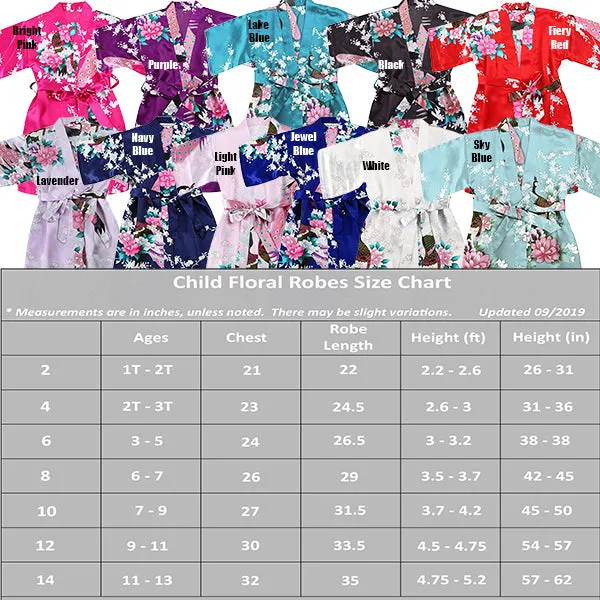Light Blue Mommy and Me Robes, Floral, Satin Feel