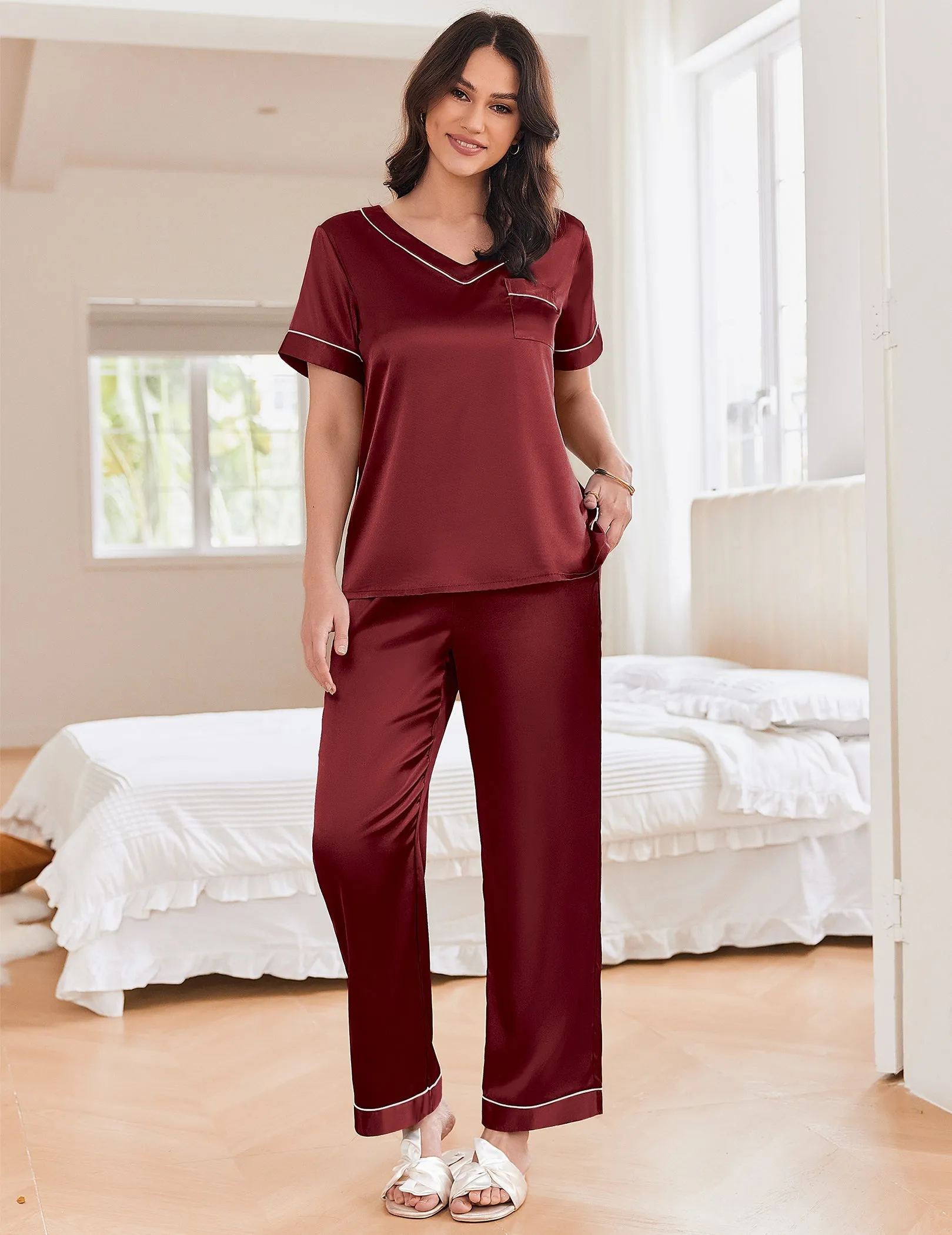 Lightweight Silk Satin Pajamas Set (US Only)