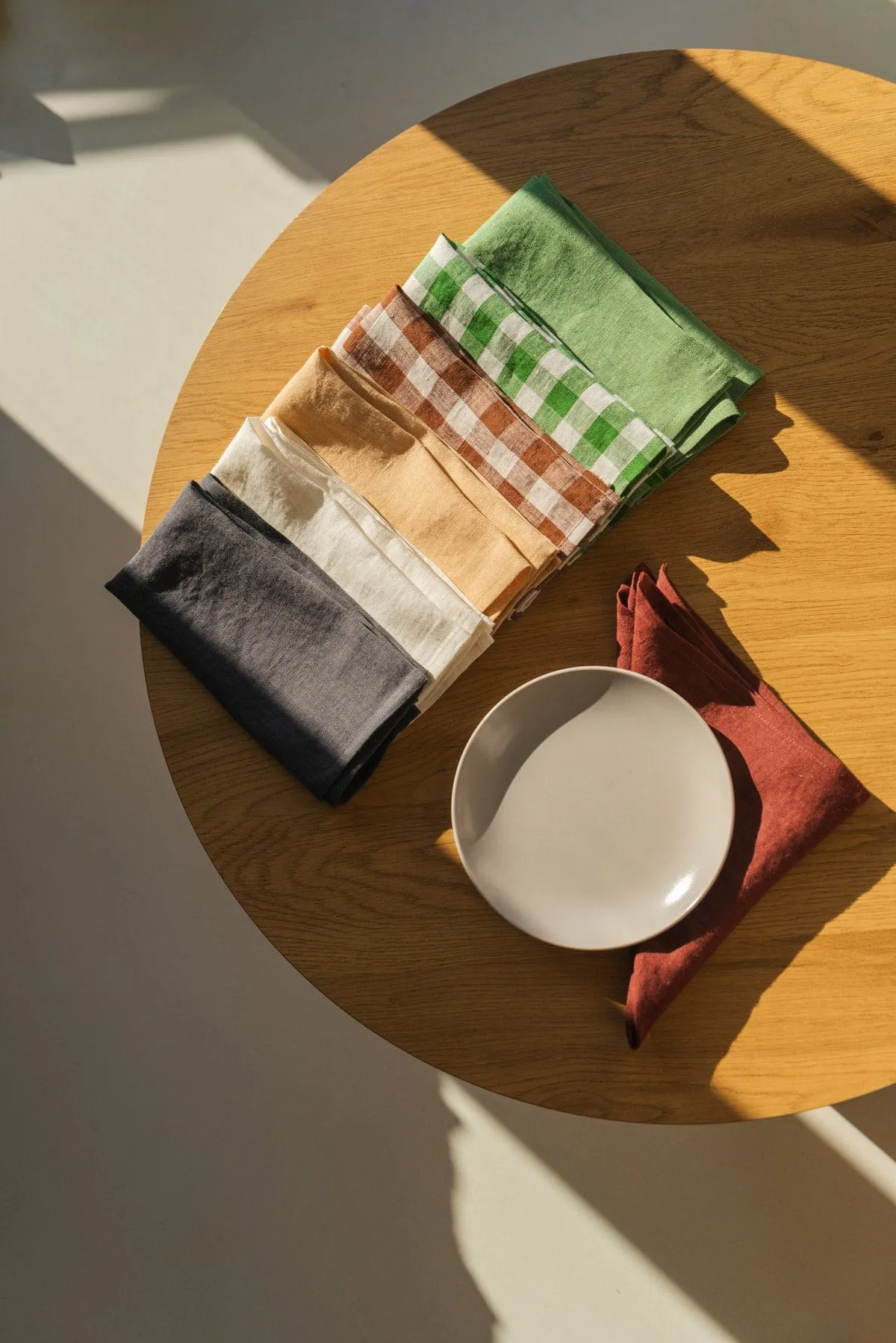Linen placemats set of 2 in Green Gingham