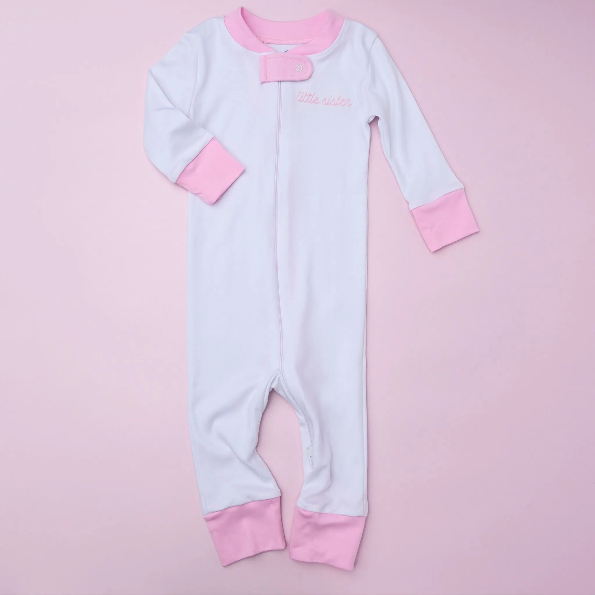 Little Sister Embroidered Zip Pajamas