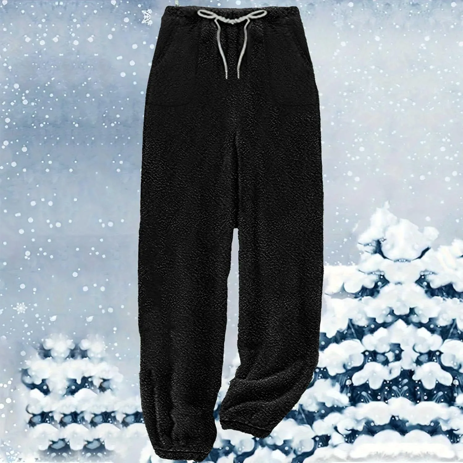 Lmdudan Women Fleece Winter Pant Casual Warm Fuzzy Comfy Pajama Pants Flannel Lounge Pants Sleepwear Elastic High Waist Pant