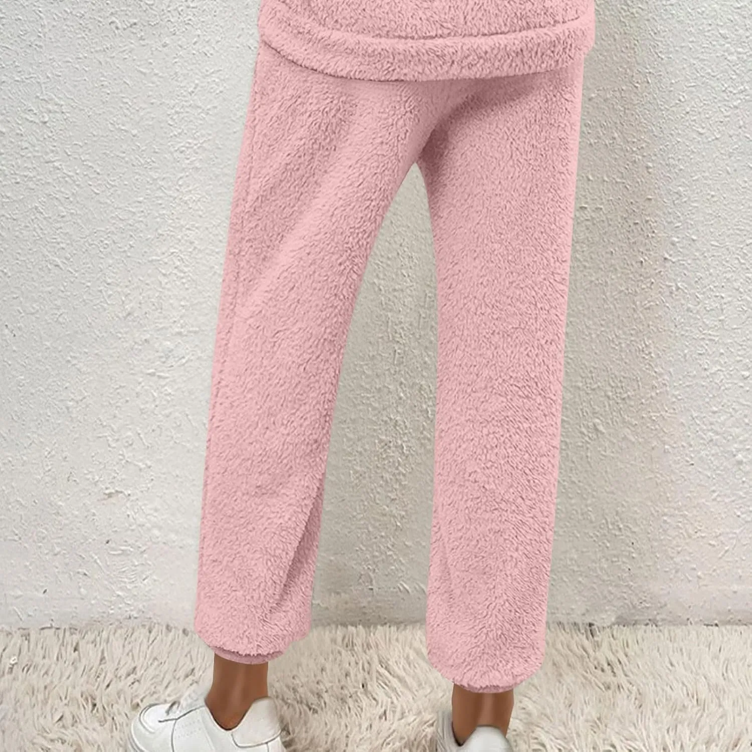 Lmdudan Women High Waist Fuzzy Fleece Lounge Pants Pajama Pants Warm Soft Pajamas Bottoms Sleepwear Winter Fluffy Sweatpants