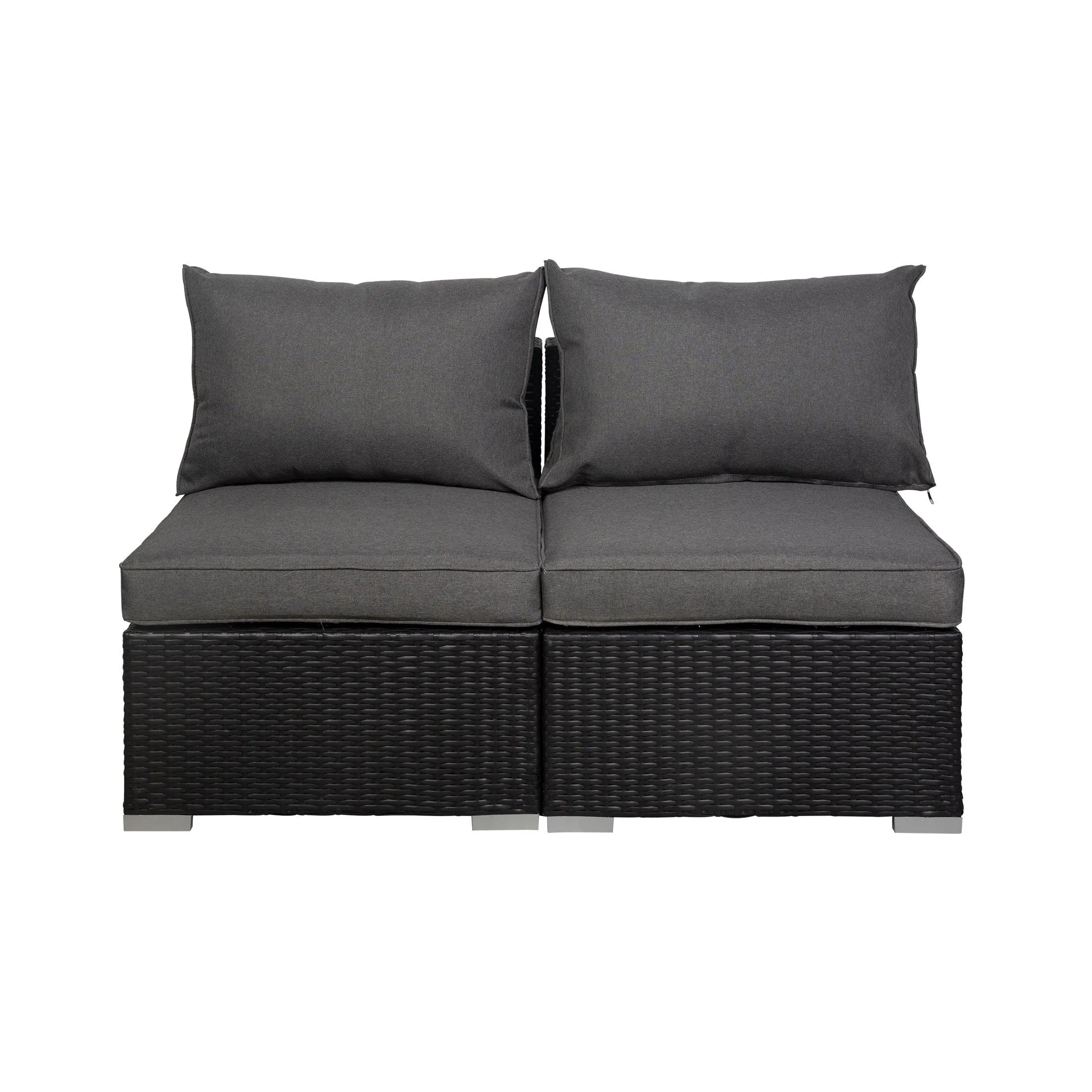 London 3-Piece Outdoor Patio Bistro Conversation Sofa with Coffee Table Set Espresso/Gray