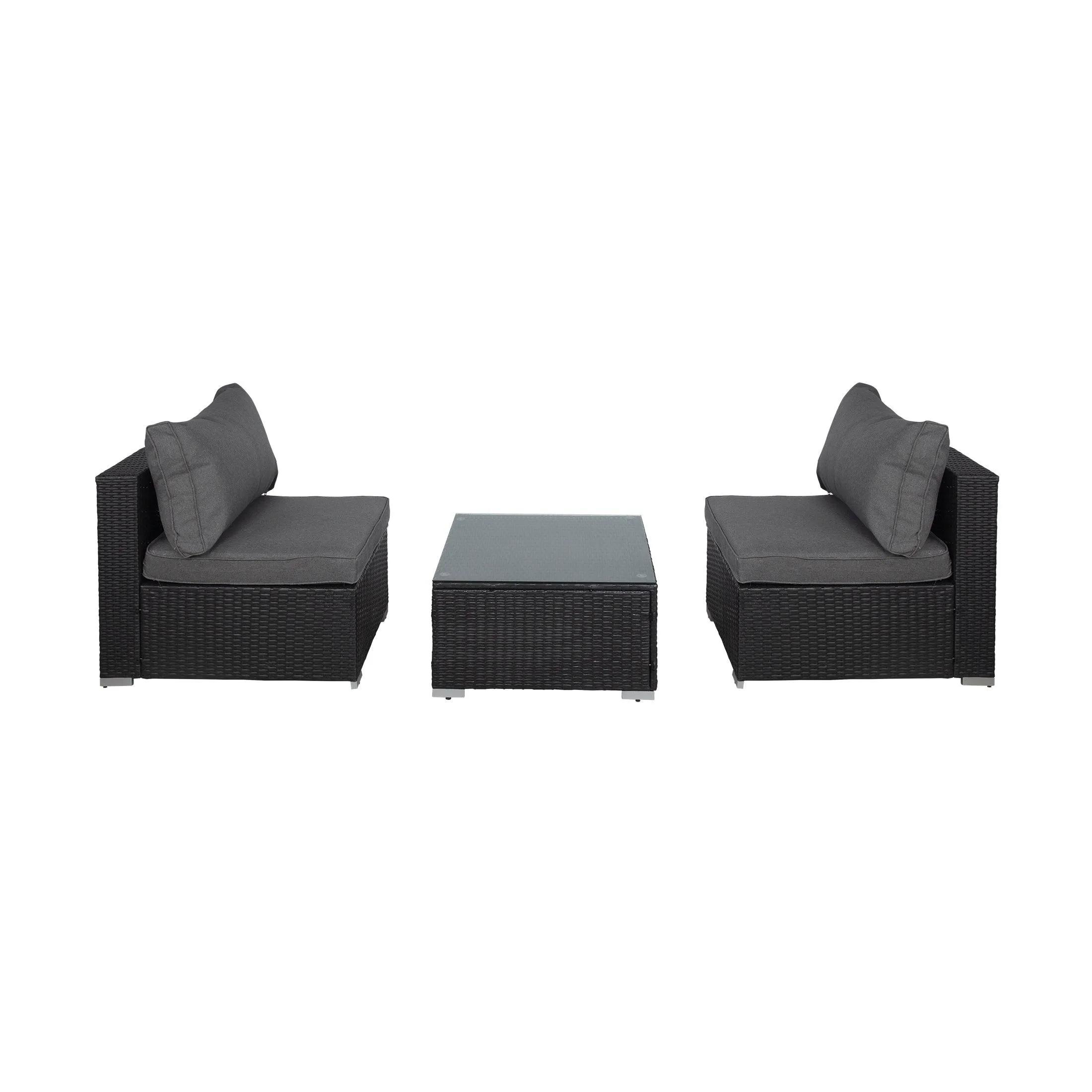 London 3-Piece Outdoor Patio Bistro Conversation Sofa with Coffee Table Set Espresso/Gray