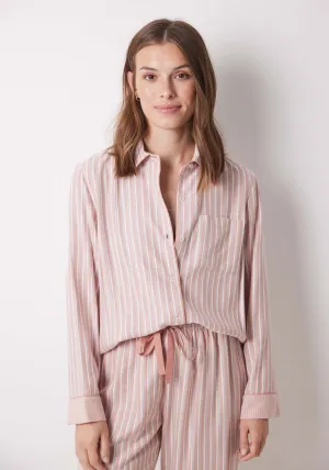 Long orange flannel shirt pajamas - Orange Print
