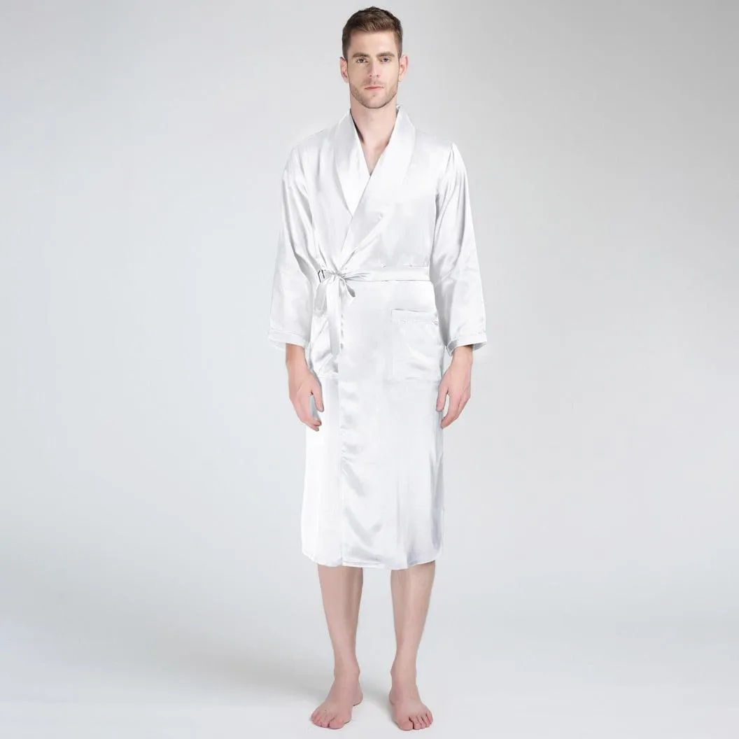 Long Silk Robe Luxury Silk Sleepwear  For Men
