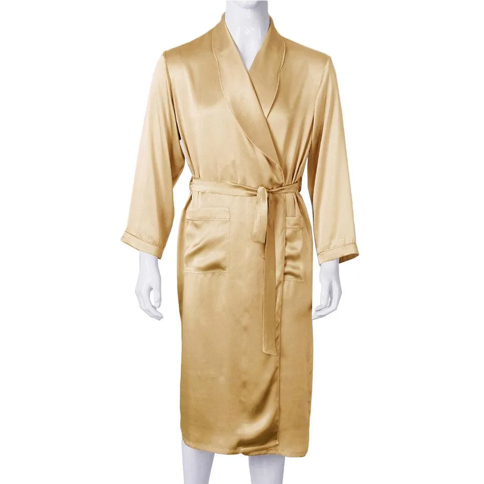 Long Silk Robe Luxury Silk Sleepwear  For Men