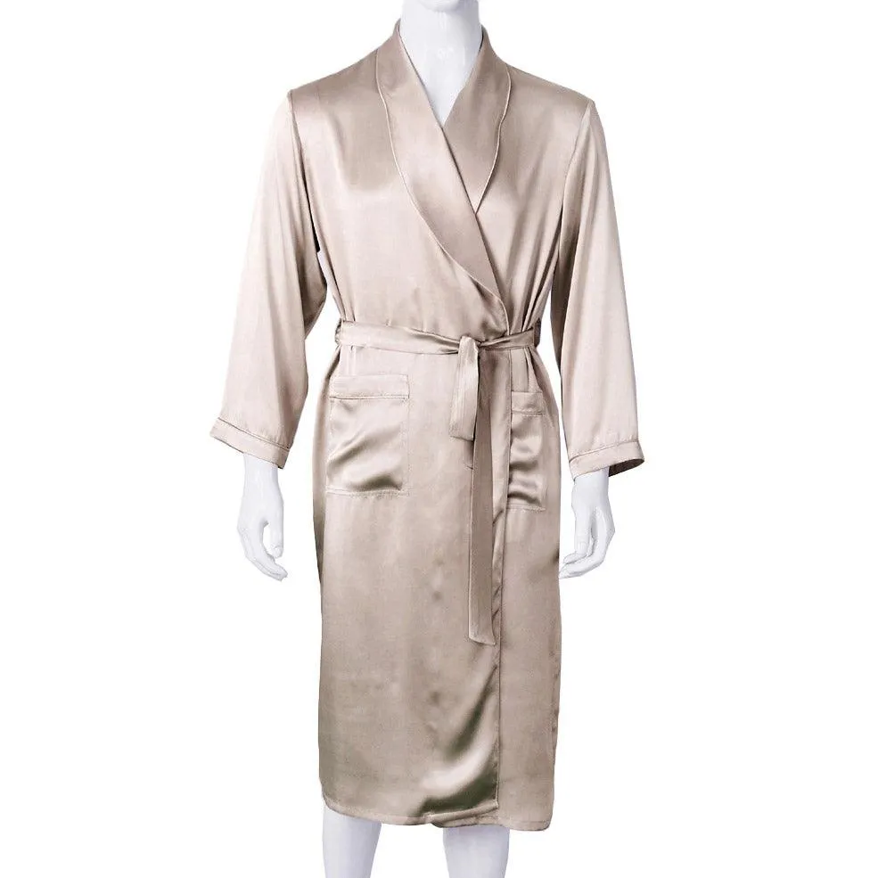 Long Silk Robe Luxury Silk Sleepwear  For Men