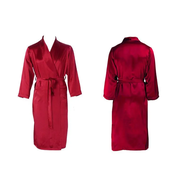 Long Silk Robe Luxury Silk Sleepwear  For Men