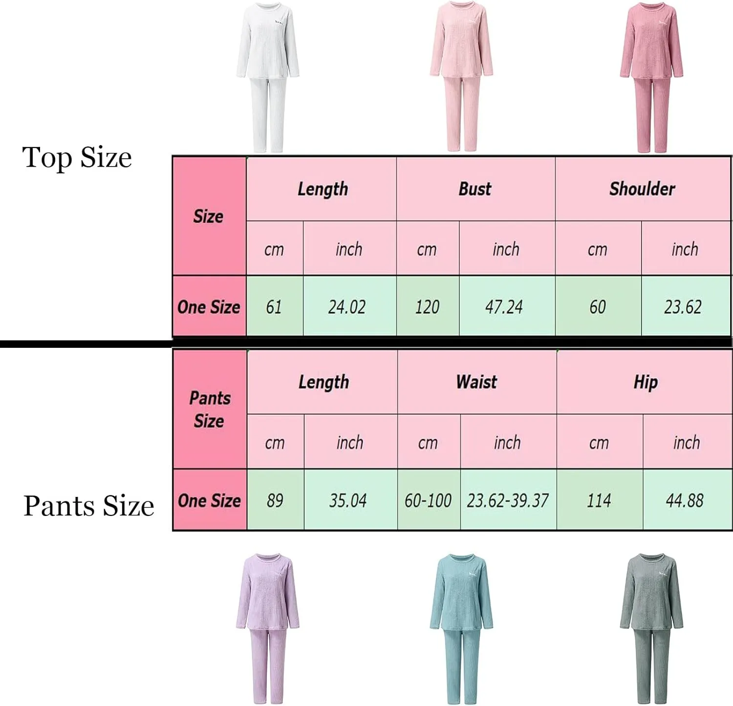 Long Sleeve Pajamas for Women 2 Piece Lounge Sets Soft Knit Pjs Cozy Sleepwear