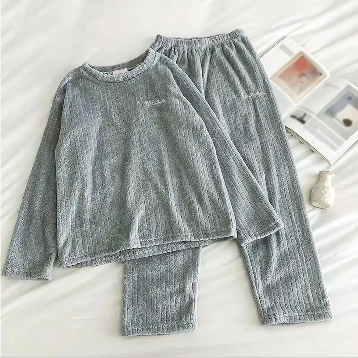 Long Sleeve Pajamas for Women 2 Piece Lounge Sets Soft Knit Pjs Cozy Sleepwear