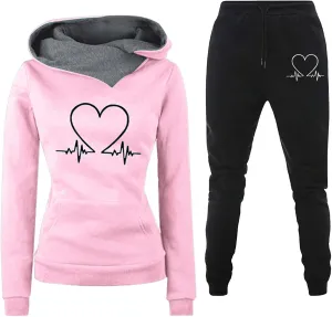 Long Sleeve Pullover Sweatshirt Pants Set Hooded Long Sleeve Top Sets Lounge Sets for Women Travel Set Womens