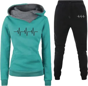 Long Sleeve Pullover Sweatshirt Pants Set Hooded Long Sleeve Top Sets Lounge Sets for Women Travel Set Womens