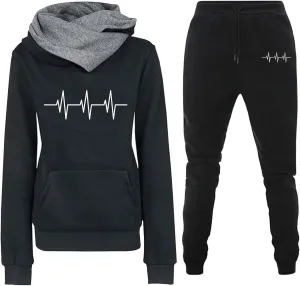 Long Sleeve Pullover Sweatshirt Pants Set Hooded Long Sleeve Top Sets Lounge Sets for Women Travel Set Womens
