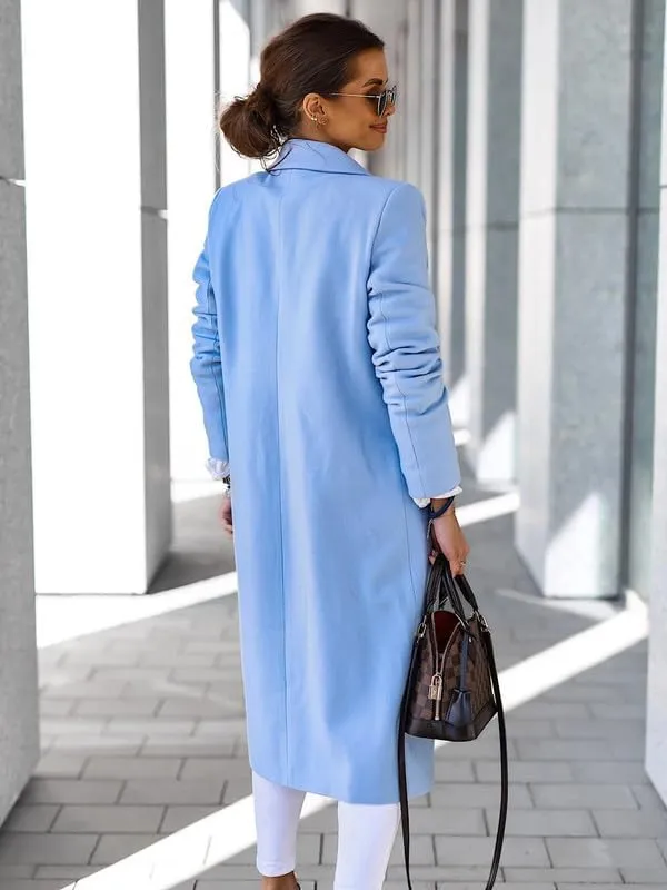 Long Wool Peacoat for Women Winter Notched Lapel Wool Blend Long Coat, Ladies Elegant Mid-Long Wool Overcoat