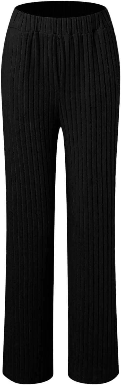 Lounge Sets for Women 2 Piece Cozy Ribbed Knitted V Neck Loungewear Sets Women Petite Length Sweatsuit with Top and Pants