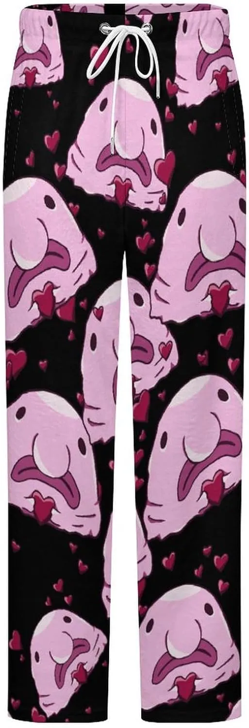 Love Blob Fish Blobfish Women's Flannel Pajama Pants Fleece Lounge Sleep Bottoms PJ