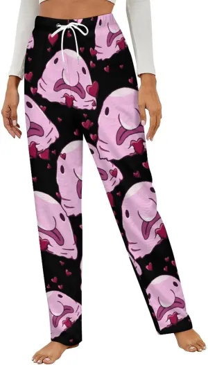 Love Blob Fish Blobfish Women's Flannel Pajama Pants Fleece Lounge Sleep Bottoms PJ