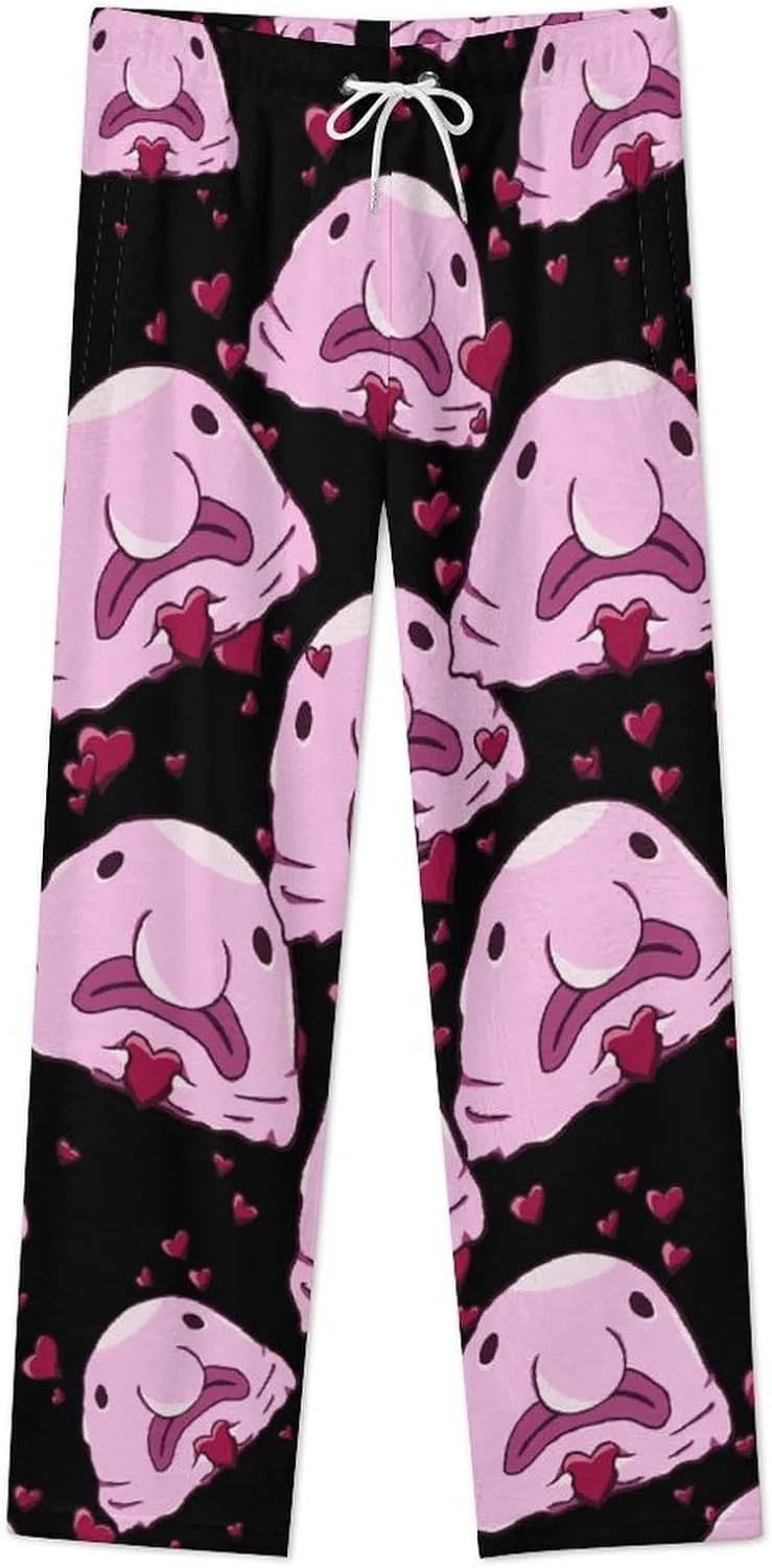Love Blob Fish Blobfish Women's Flannel Pajama Pants Fleece Lounge Sleep Bottoms PJ