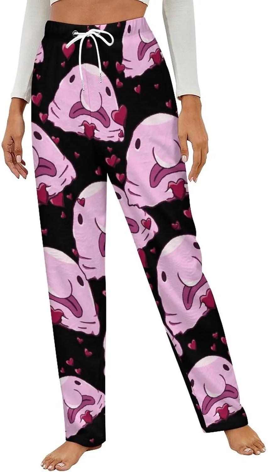 Love Blob Fish Blobfish Women's Flannel Pajama Pants Fleece Lounge Sleep Bottoms PJ