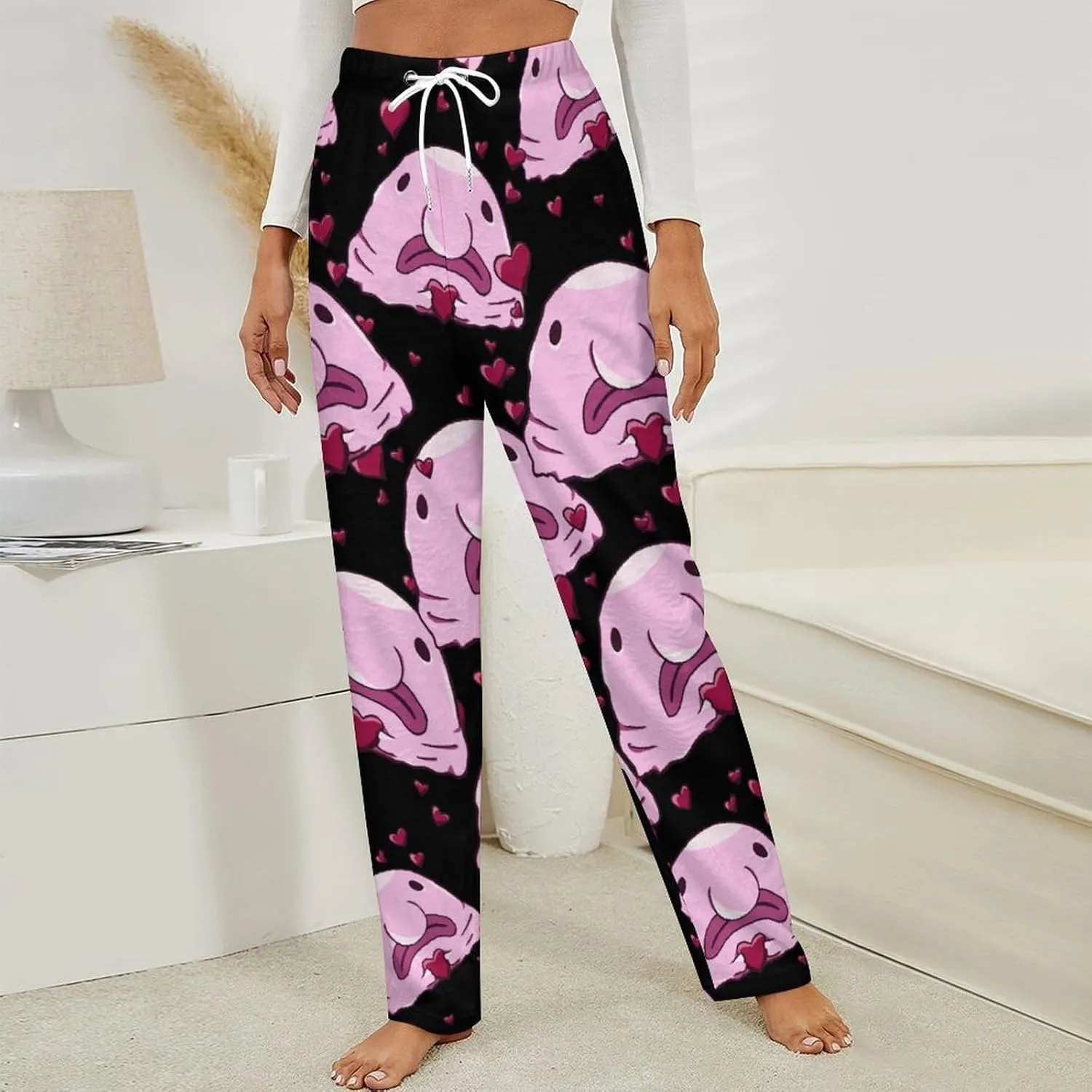 Love Blob Fish Blobfish Women's Flannel Pajama Pants Fleece Lounge Sleep Bottoms PJ