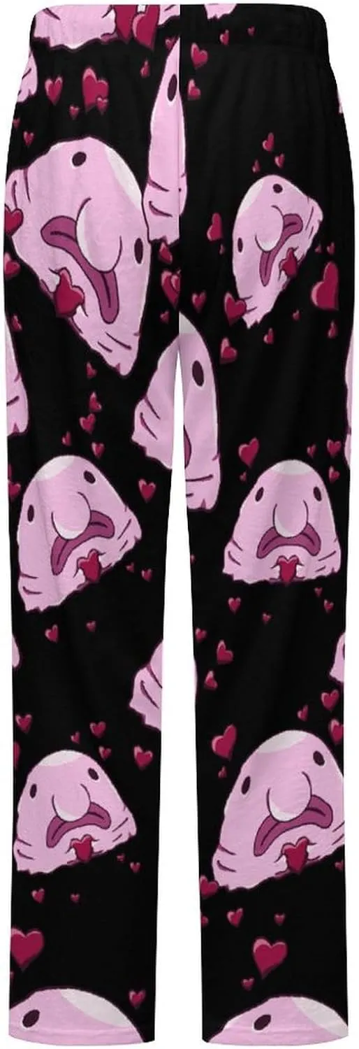 Love Blob Fish Blobfish Women's Flannel Pajama Pants Fleece Lounge Sleep Bottoms PJ