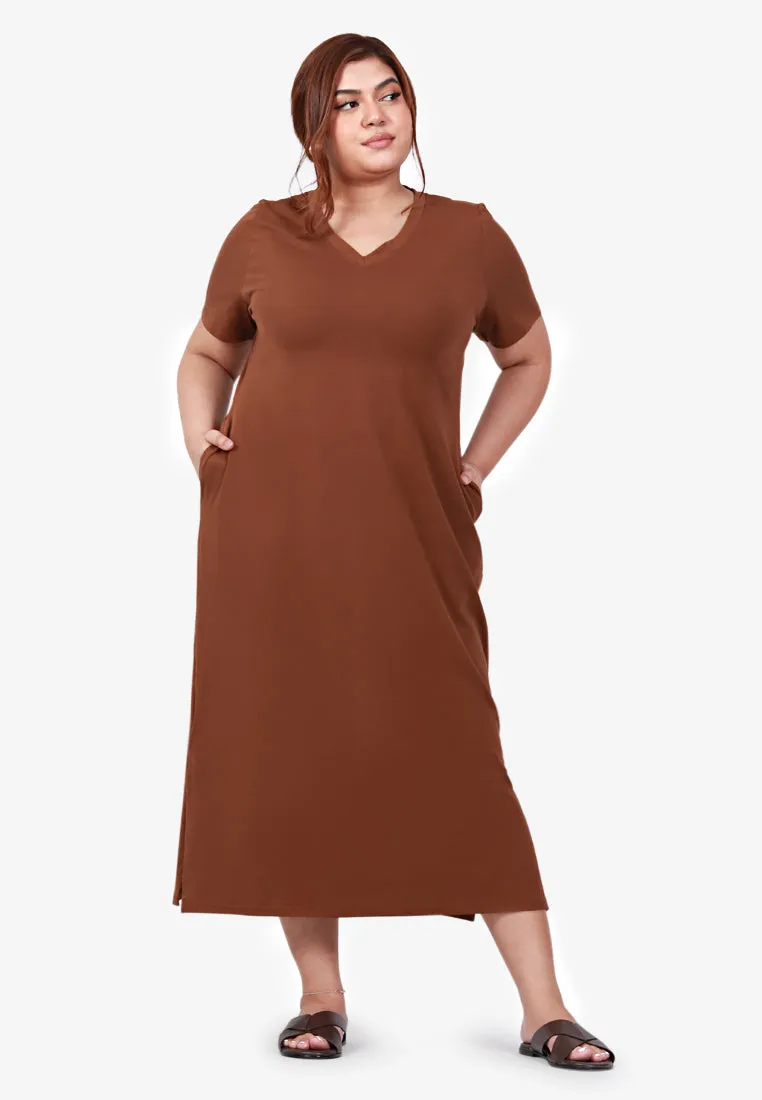 Mackayla V-neck Short Sleeve Maxi Dress - Green