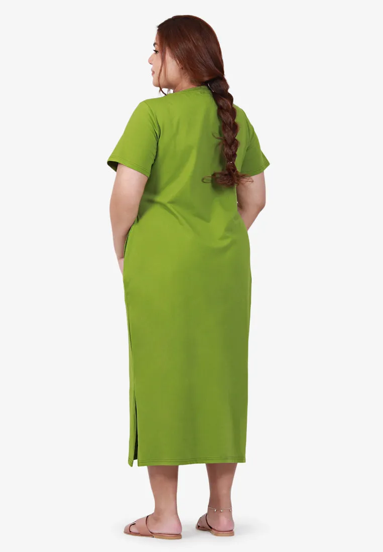 Mackayla V-neck Short Sleeve Maxi Dress - Green