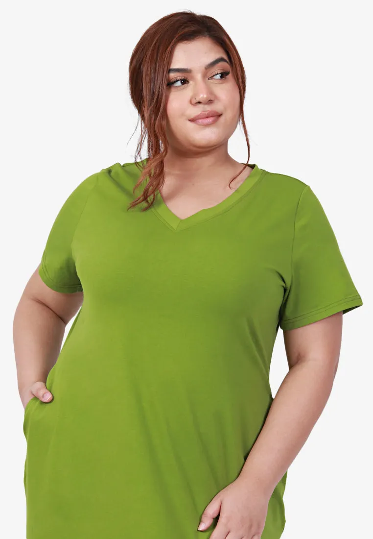 Mackayla V-neck Short Sleeve Maxi Dress - Green