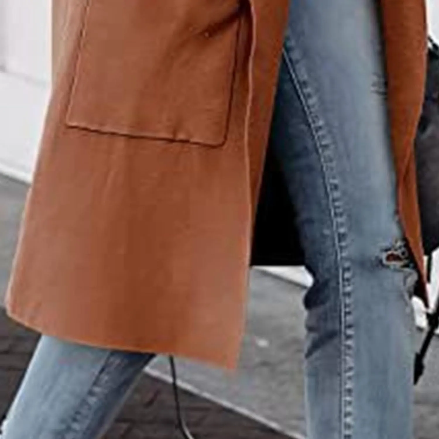 Maiyifu-GJ Women's Long Wool Blend Cardigan Sweaters Long Sleeve Lapel Casual Trench Coat Spring Fall Long Jacket Overcoat