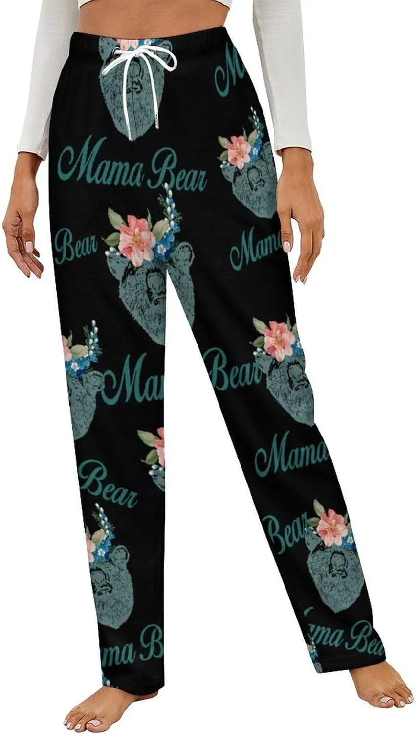 Mama Bear Women's Flannel Pajama Pants Fleece Lounge Sleep Bottoms PJ