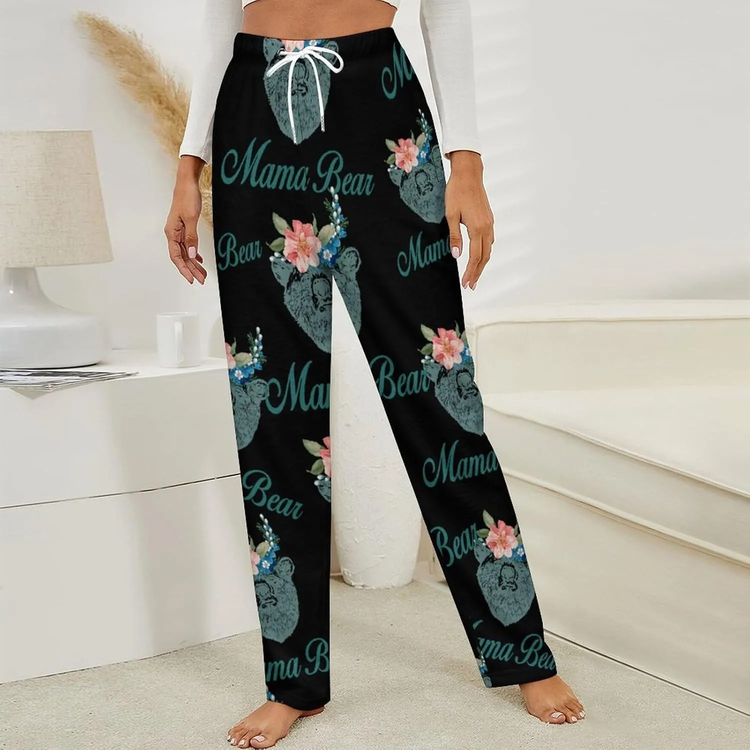 Mama Bear Women's Flannel Pajama Pants Fleece Lounge Sleep Bottoms PJ