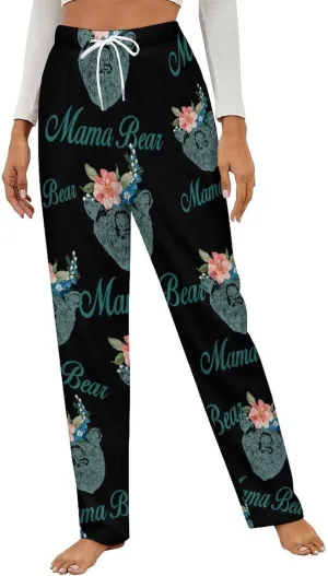 Mama Bear Women's Flannel Pajama Pants Fleece Lounge Sleep Bottoms PJ