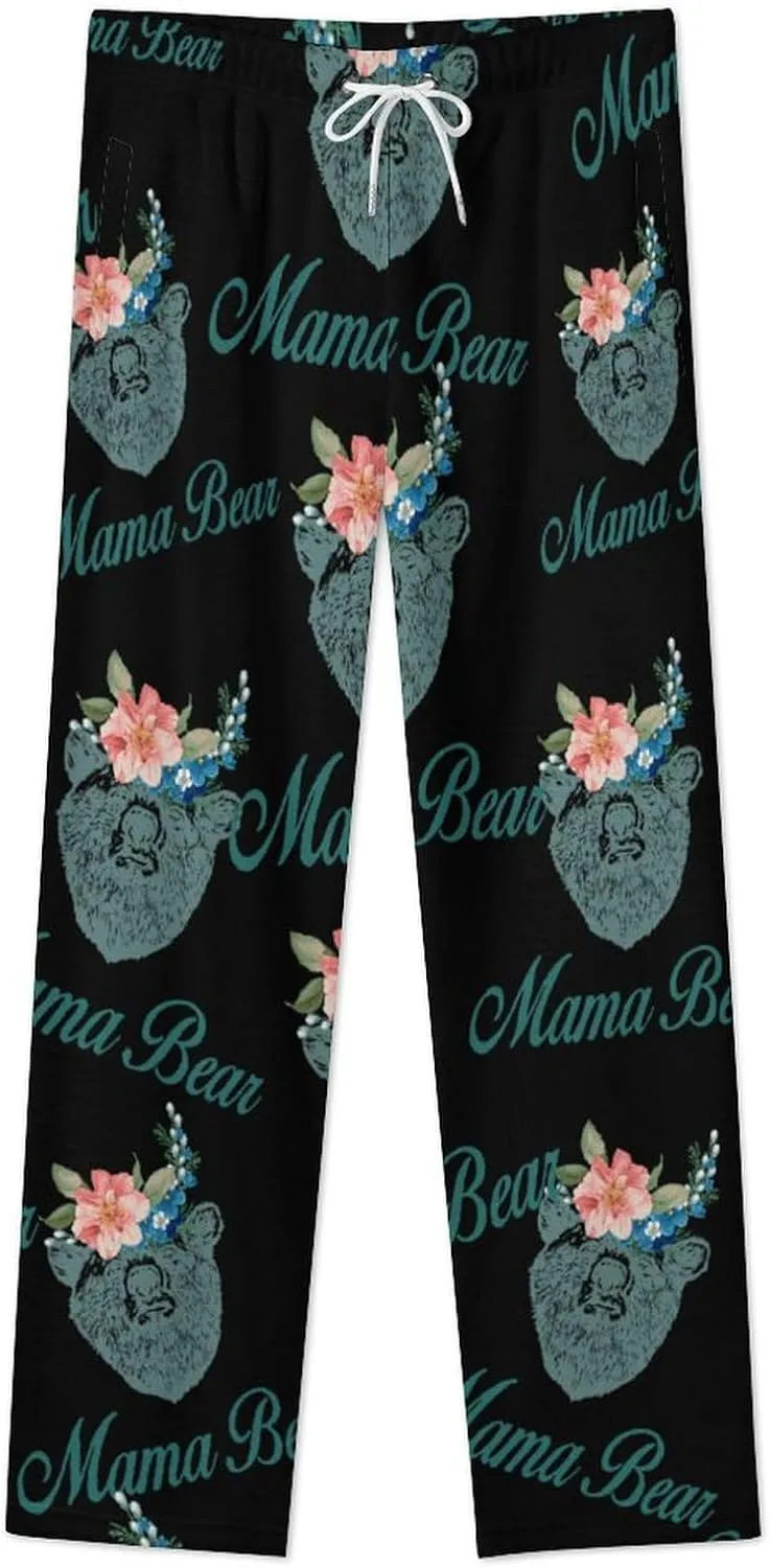 Mama Bear Women's Flannel Pajama Pants Fleece Lounge Sleep Bottoms PJ