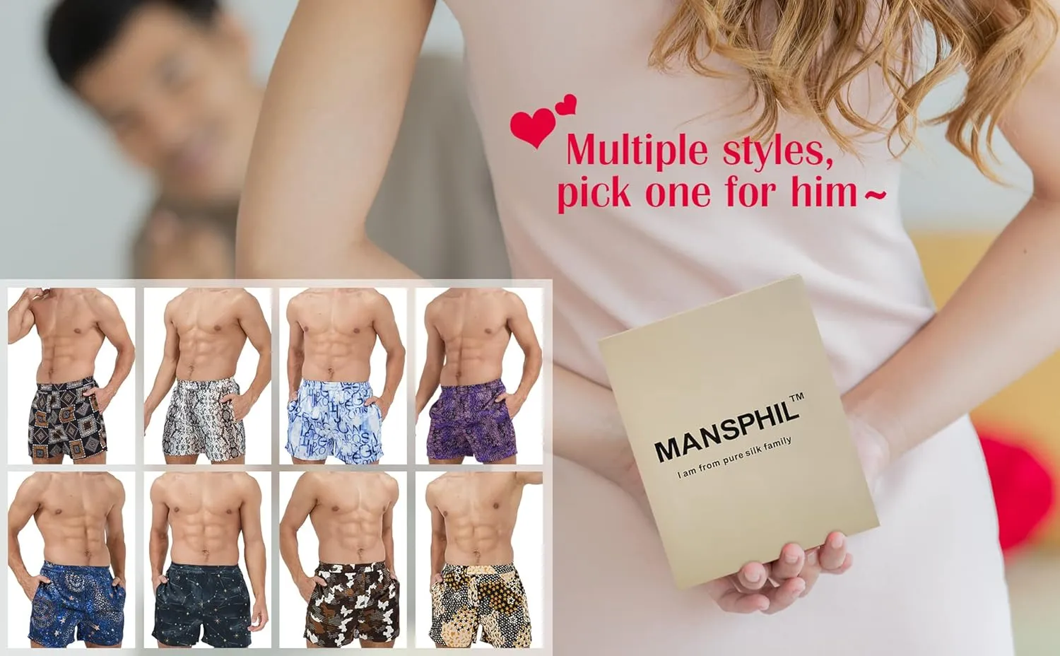 MANSPHIL Silk Boxer Shorts for Men, Grade 6A 100% Mulberry Silk