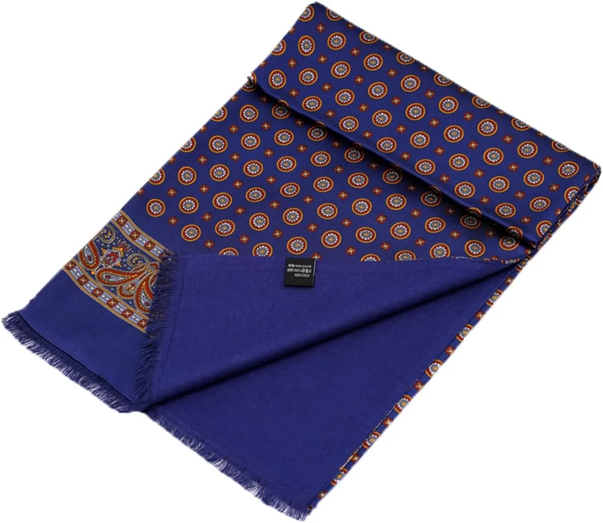 Men Silk Scarves 100 Silk Scarf with Brushed Silk Lining Neck Warmer with Tassels Fall Winter