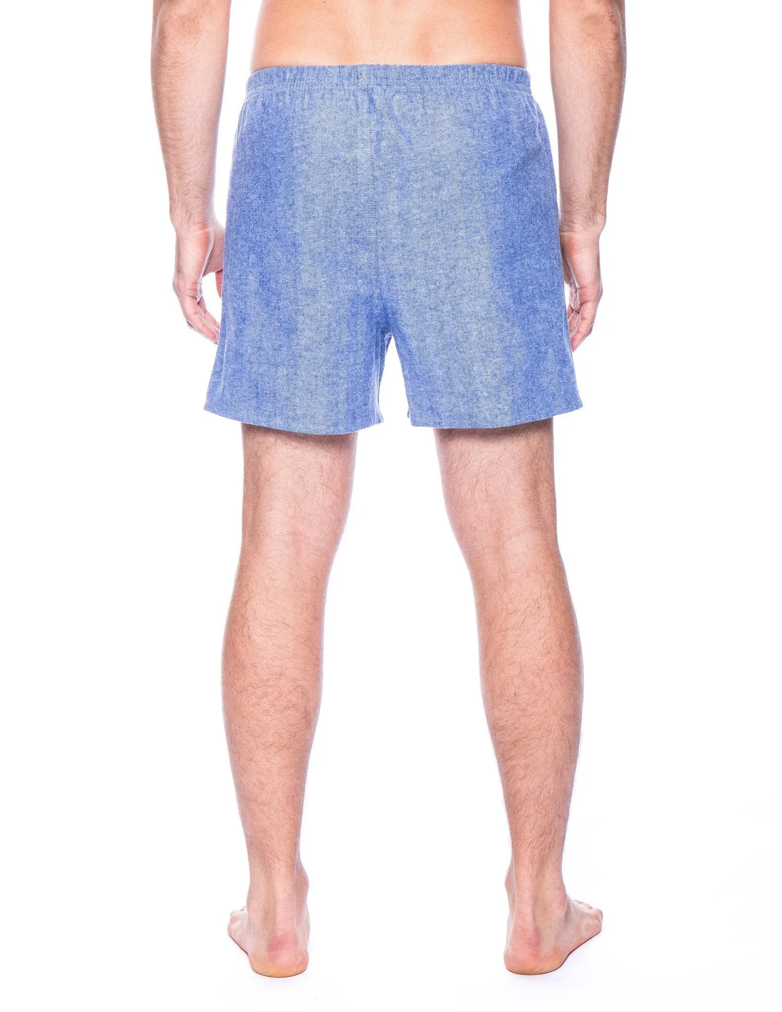 Men's 100% Cotton Flannel Boxers - 2 Pack - Herringbone Blue/Fig-Black