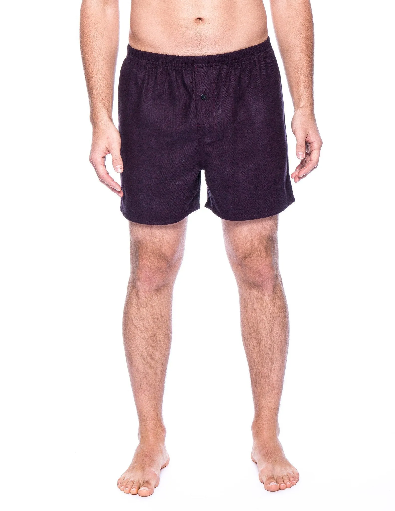 Men's 100% Cotton Flannel Boxers - 2 Pack - Herringbone Blue/Fig-Black