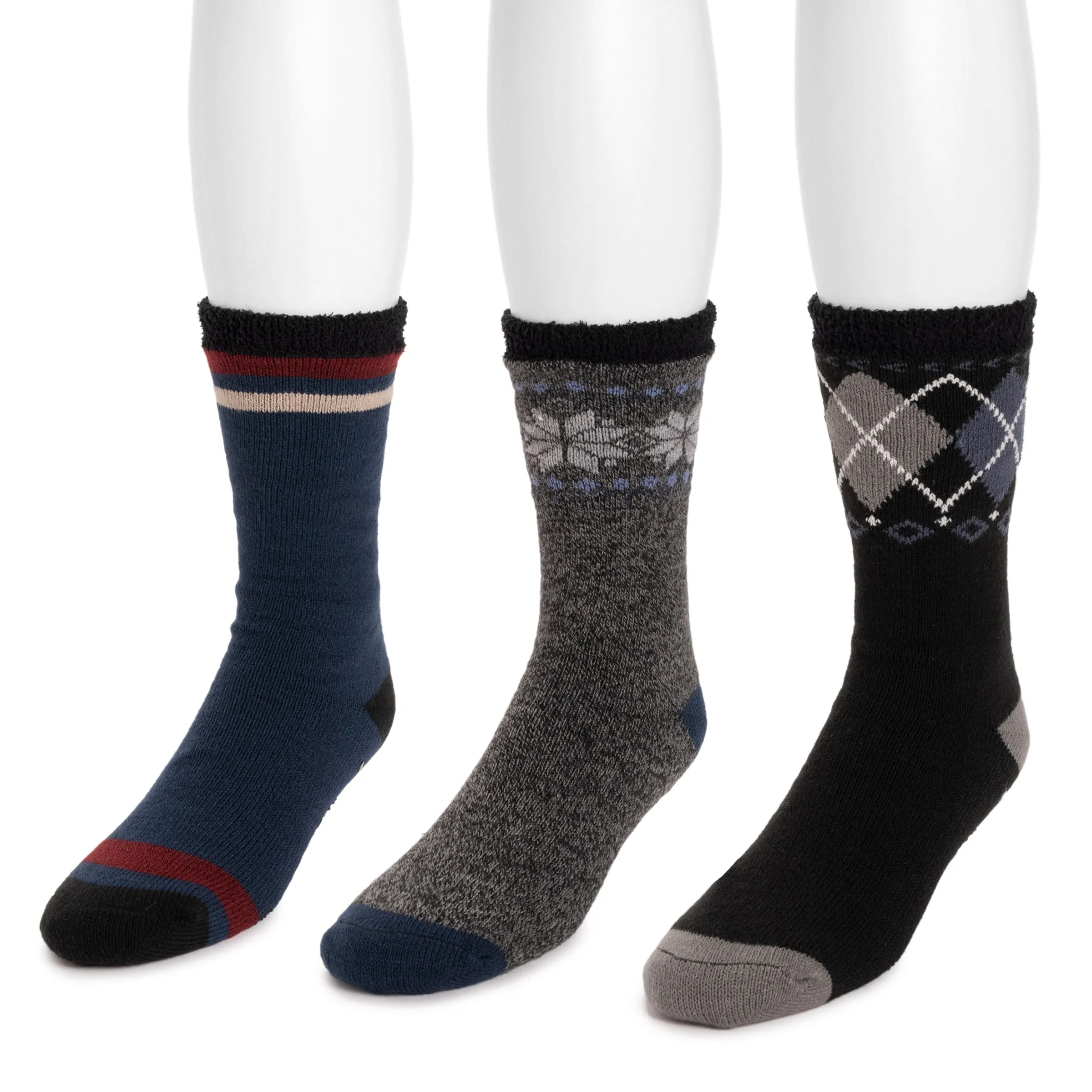 Men's 3 Pair Pack Fleeced Layered Socks