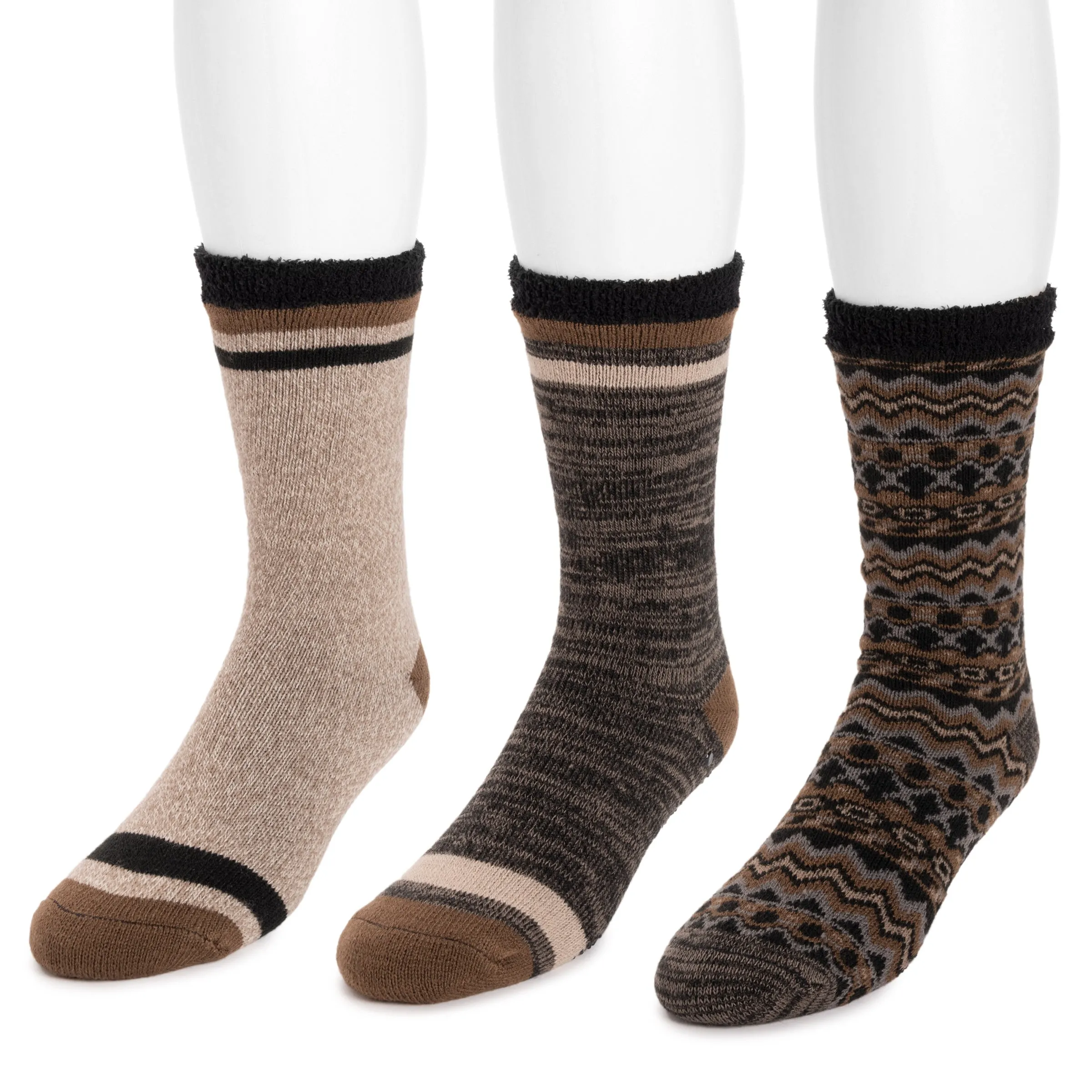Men's 3 Pair Pack Fleeced Layered Socks
