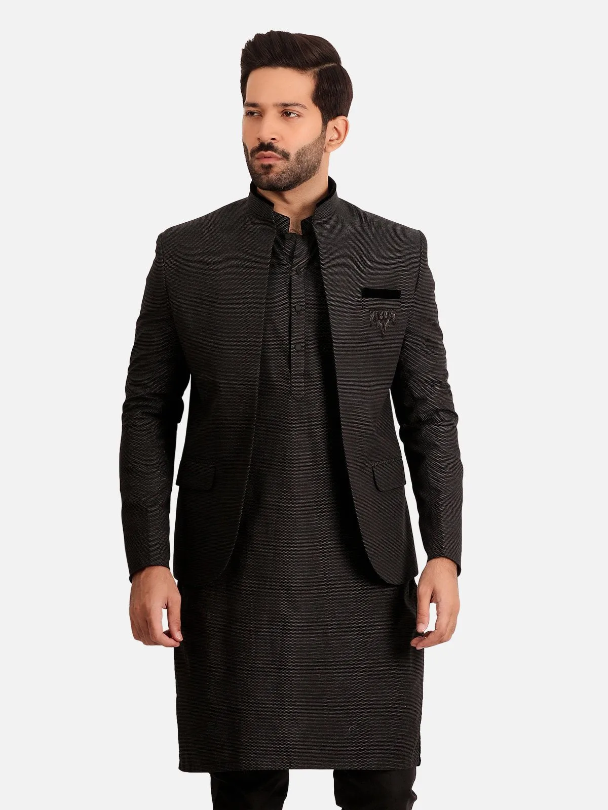 Men's Black Waist Coat Suit - EMTCS20-9875