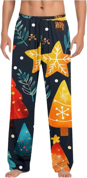 Mens Christmas Pajama Pants Funny Pajama Pant Soft Comfy Wide Leg Trousers Bell Bottom Sleep Clothing