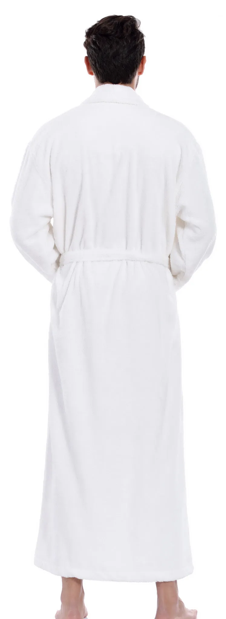 Men's Full Length Terry Bathrobe, White L/XL
